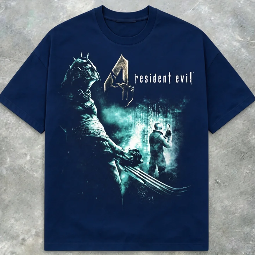 Men's and Women's Universal Game T-shirt - Capcom Resurrection 4 Character Poster Printed Cotton Horror Game