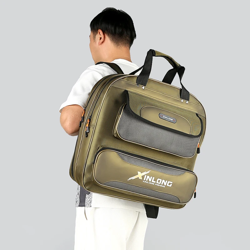 ルアーフィッシングバックパック-2-3-層アウトドア旅行スポーツ魚保護バッグ釣り椅子ネットフロートボックス収納ギアハンドバッグ