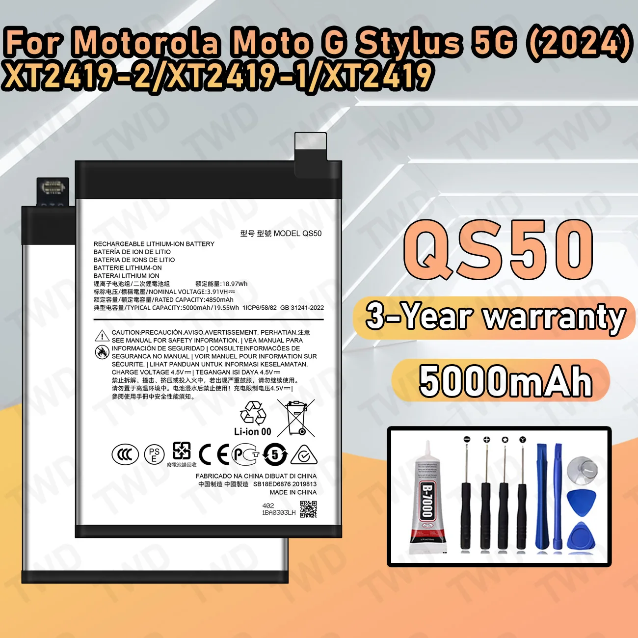 

QS50 Large capacity Battery For Motorola Moto G Stylus 5G 2024/XT2419-2/XT2419-1/XT2419 batteries New High Quanlity+Free Tools