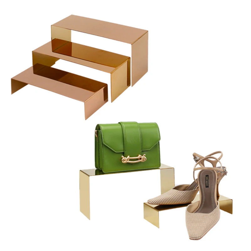 Stainless Steel U Shaped Shoe Bag Display Rack Stand, Women Shoes Holder Showcase Organizer For Shoe Store Retail Shop Shelf