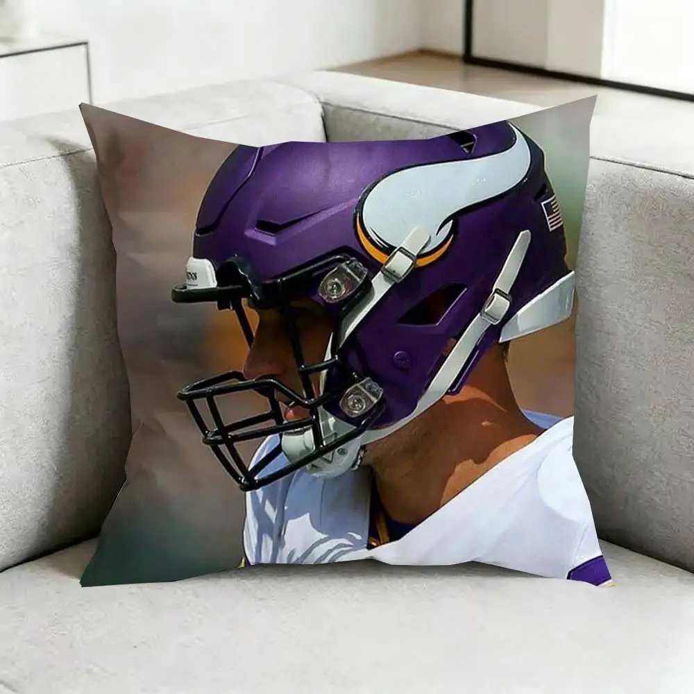 A-American Football Justin J-Jefferson Pillow Case Square Double-Sided Sofa Cushion Cover Bedroom Bedside Pillow Gift