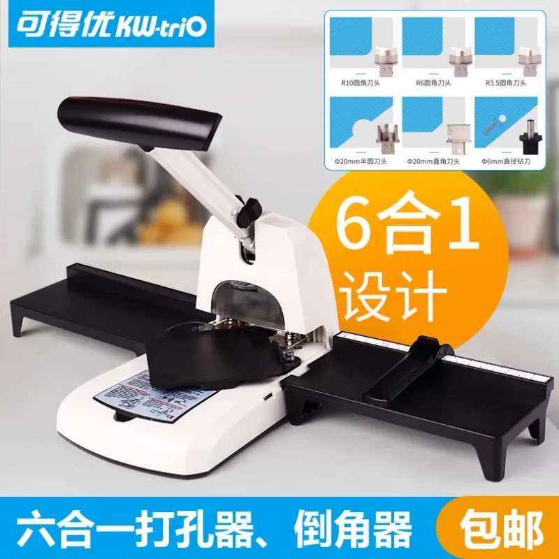 6-in-1 Heavy-Duty Corner Cutter Rounder Puncher Hole Punch Adjustable R3.5/R6/R10 Rounded 100 Sheets of Paper Office Rounding