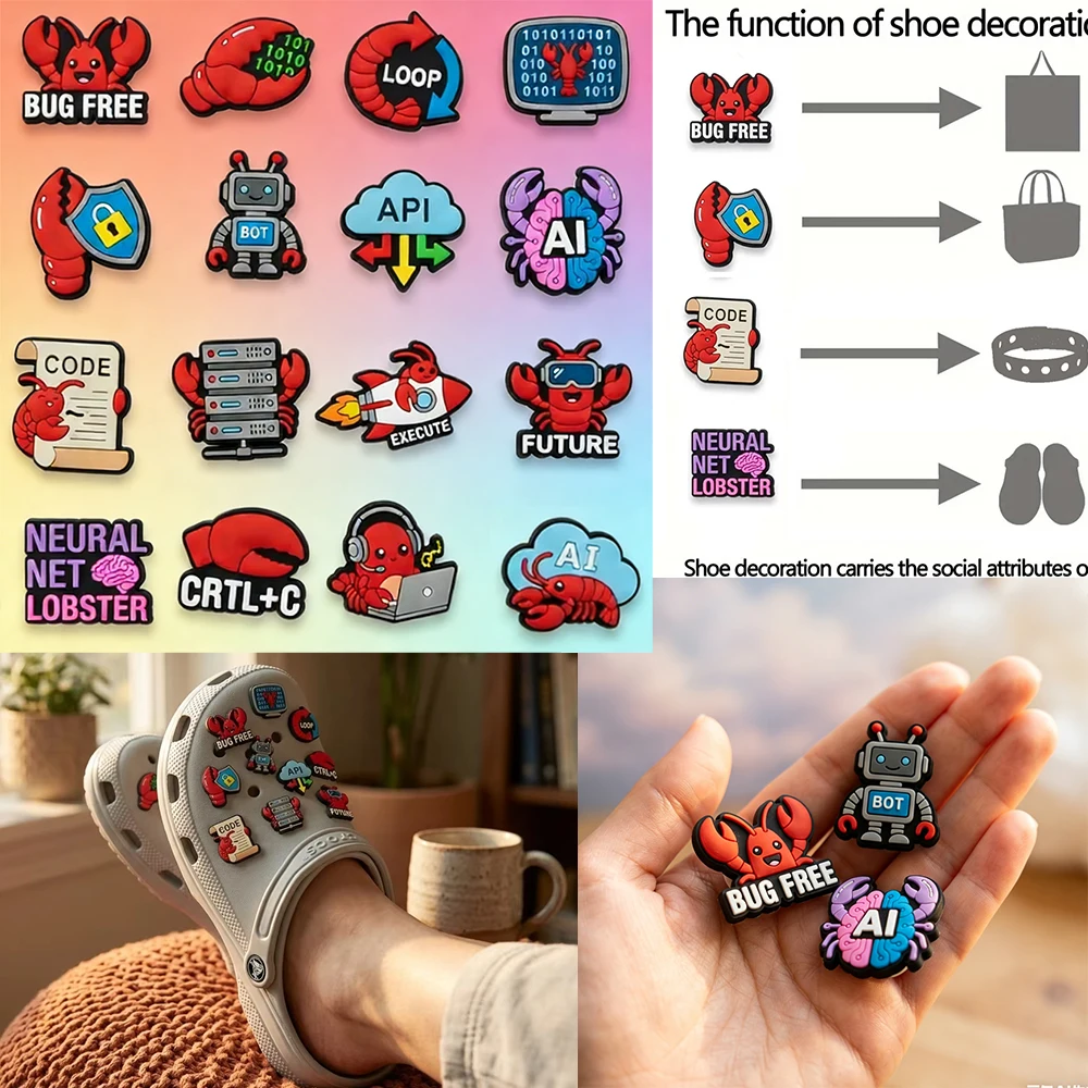 Cartoon Robot BOT Croc Charms, Cute Tech Themed Shoe Decoration, DIY Shoe Buckle for Clogs, Gift for Programmers & IT Staff