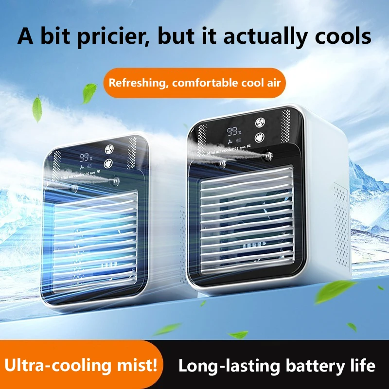 Portable Mini Desktop Air Conditioner Fan, Low Noise, Powerful Humidifier And Cooling Function, Usb Charging, Transparent Design