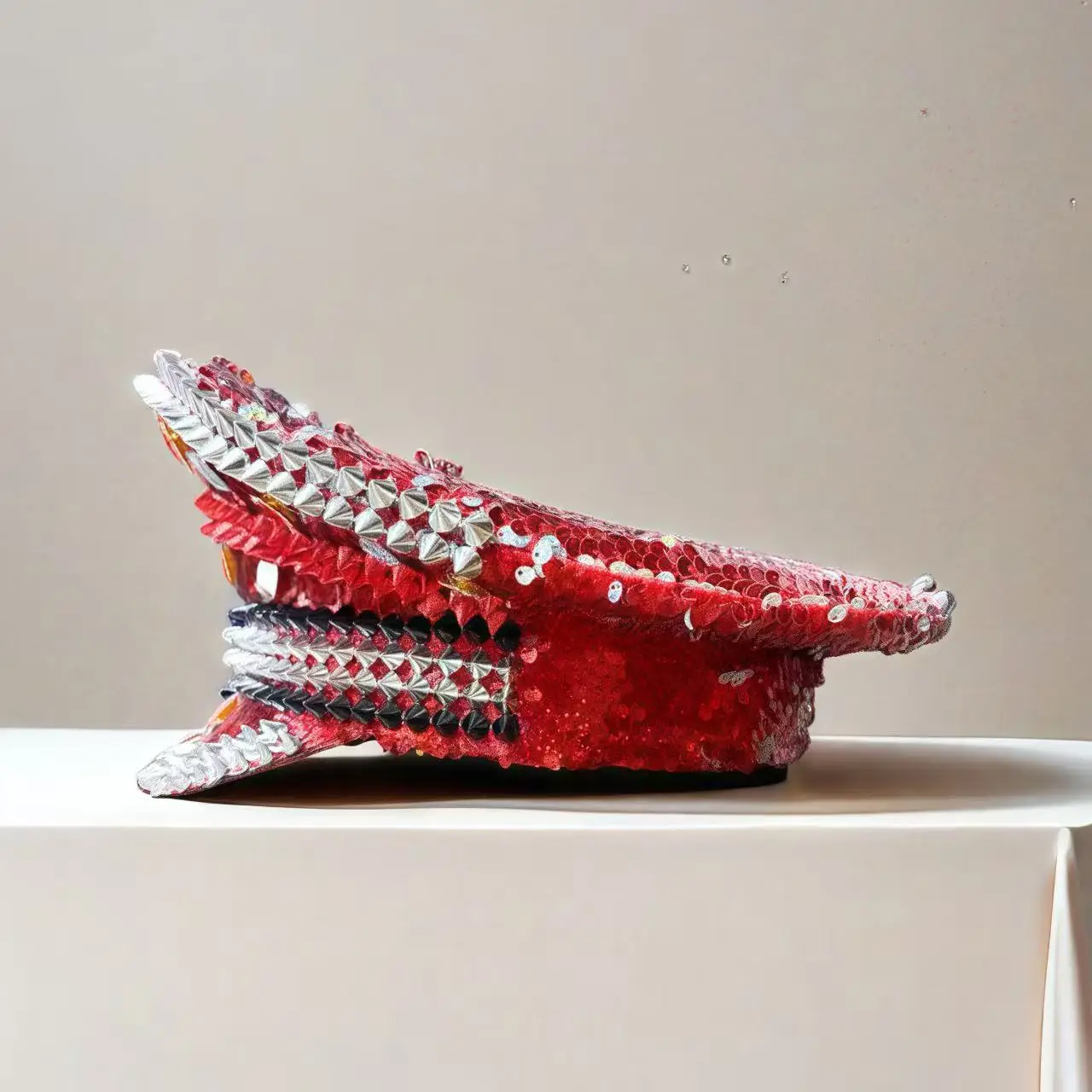 HongLuan  Halloween Costume Hat, Captain Hats Rhinestone for Burning Man Festival Woman, Cosplay Female Accessories