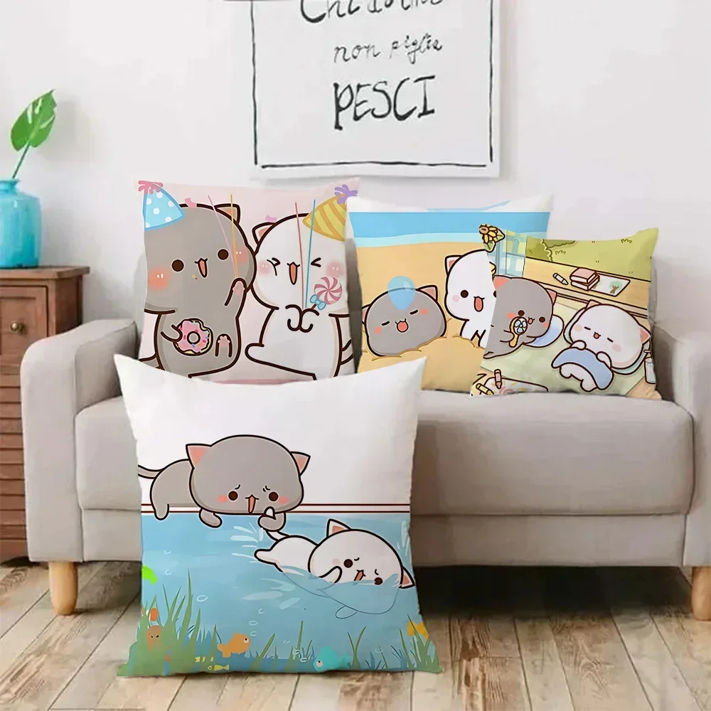 Dakimakura Mochi Peach Cat Kawaii Pillow Cover Cartoon Sofa Decorative Home Double-sided Printing Short  Cute Cushion