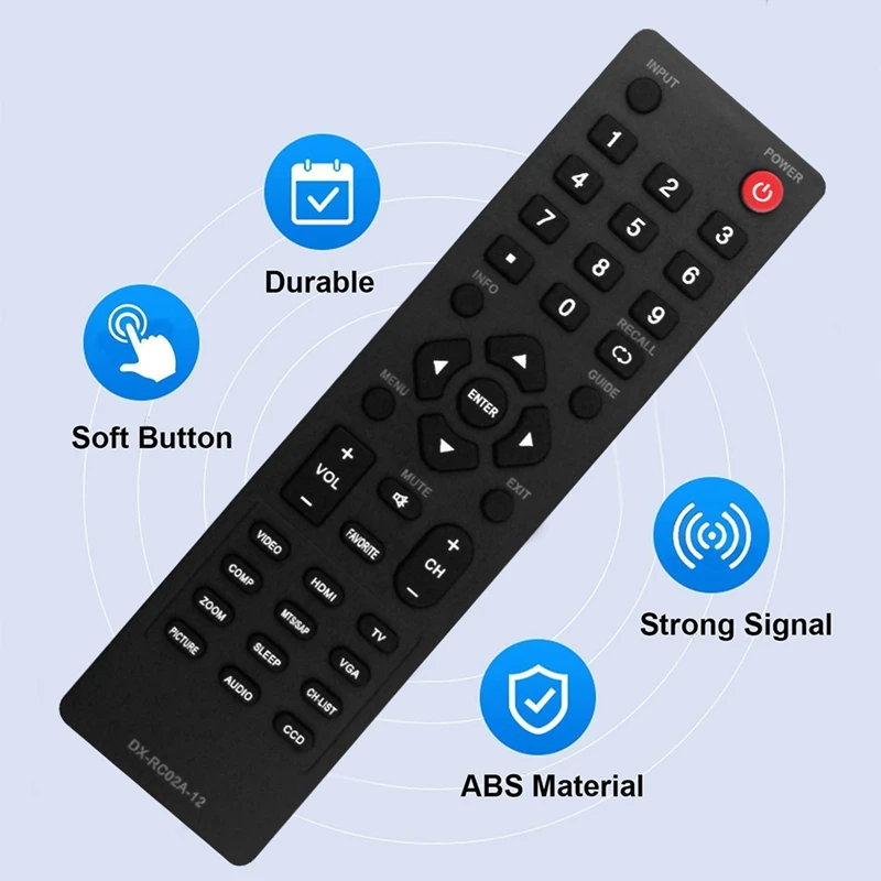 Replace DX-RC02A-12 Remote Control For Dynex DX-32E250A12 DX-24E150A11 DX-19LD150A11 DX-L42-10A DX-L40-10A LCD HDTV TV