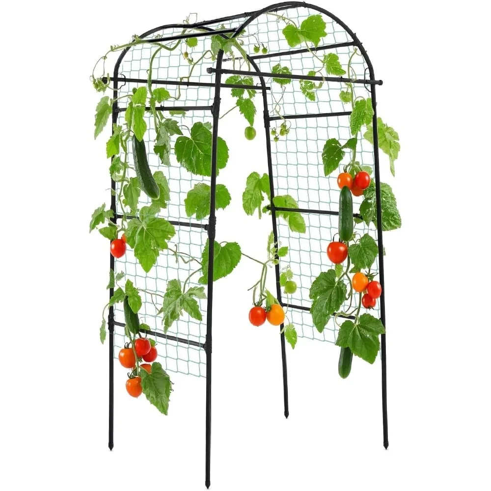 

80 Inch Tall Metal Garden Arch Trellis for Climbing Plants, Vegetables, and Flowers in Outdoor Raised Beds