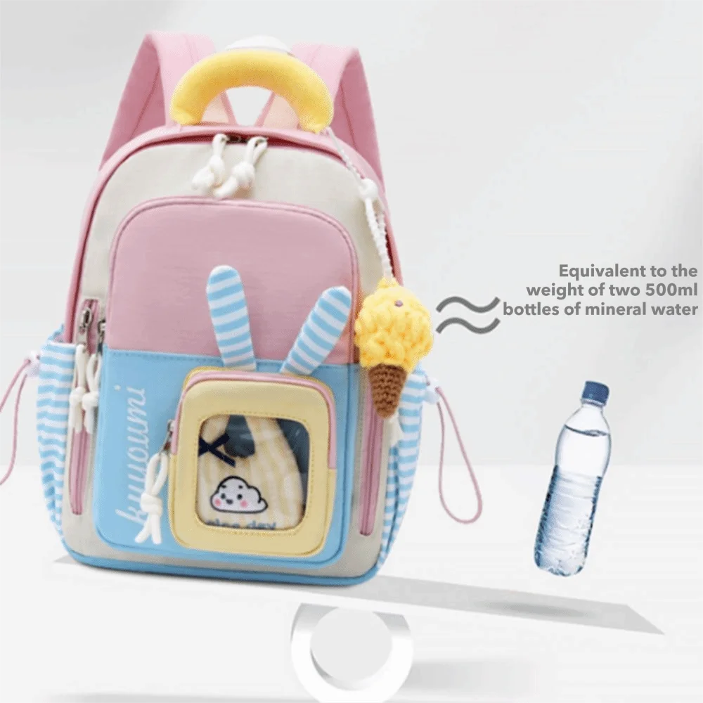 Lightweight Fabric Kids Backpack Soft Material Adjustable Shoulder Straps Children Daily School Bag Layered Storage Space