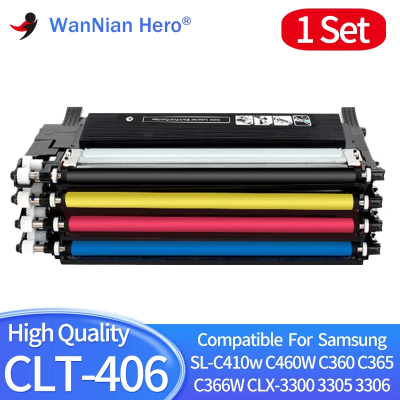 

Совместимый тонер-картридж, 4 шт., Φ K406S для Samsung Xpress C410w C460fw C460w чип, 365 Вт, Φ CLX 3305FW