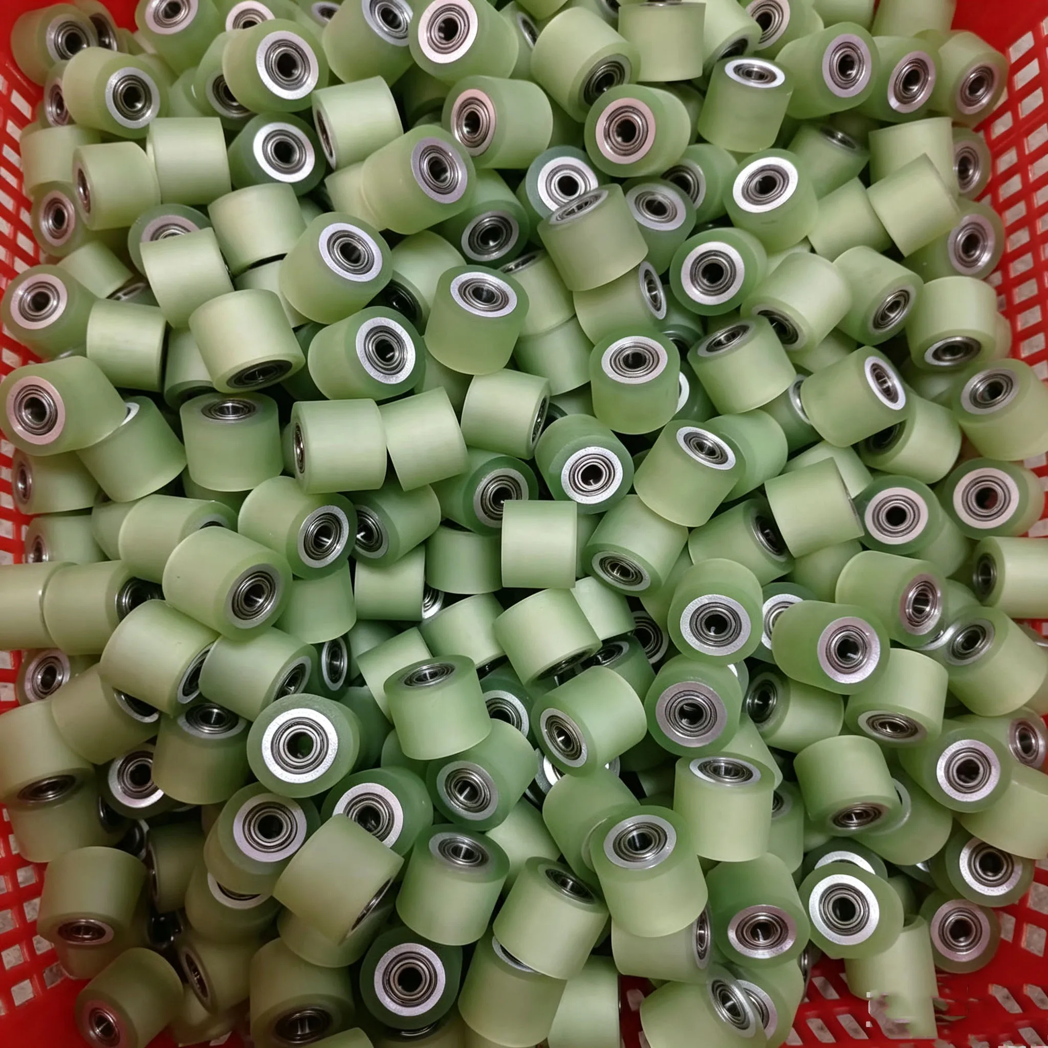 

PU Coated Double Bearing Unpowered Conveyor Roller OD15-50mm Wearproof Rubber Transport Wheel