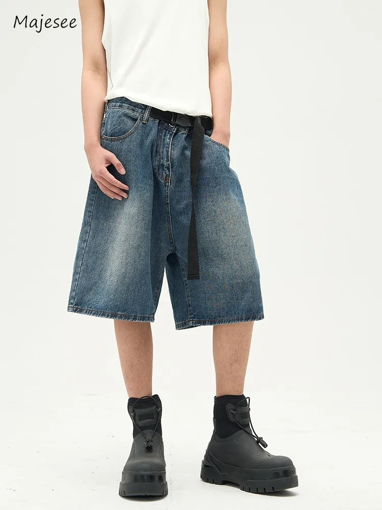 Denim Shorts Men Youthful Aesthetic High Waist Japanese Style Harajuku Chic Ins Advanced Trousers All-match Streetwear Summer