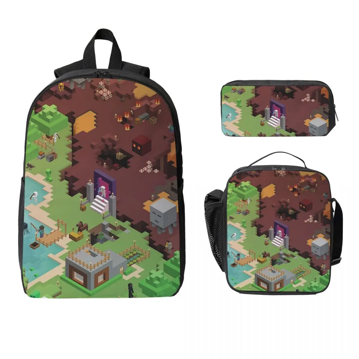 Exploring New Worlds Backpack Boys Girls BookBag School Bag Laptop Shoulder Bags 3ps Insulated Lunch Bag Pencil Case