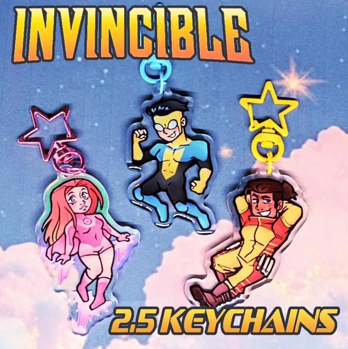 Invincible Keychains Mark Grayson Atom Eve Rexsplode Cartoon Character Keyring Collectible Toy for Fans