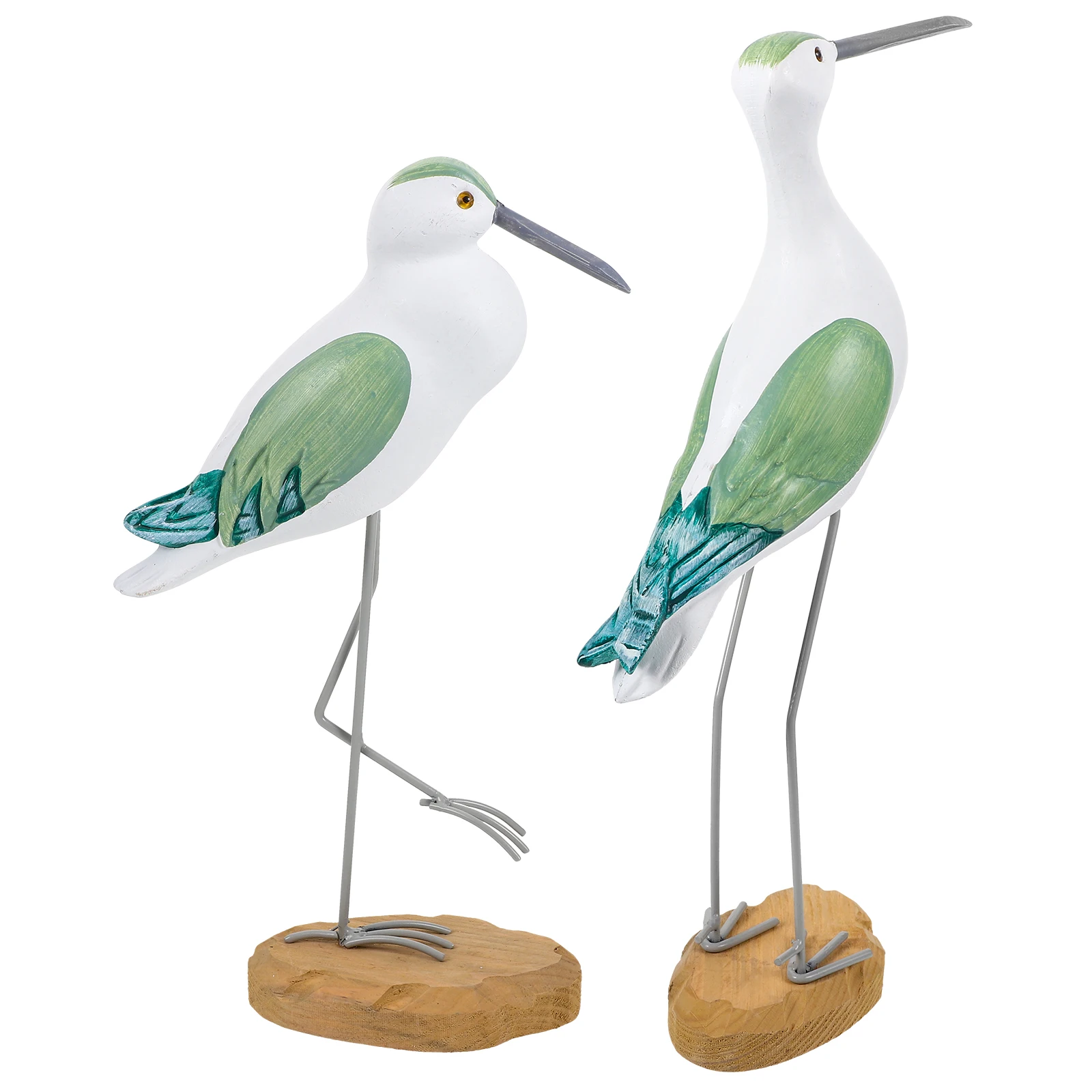 

2 Pcs Coastal Home Decor Wooden Sculpture Christmas Seagull Simulation Bird Ornament Gifts Lifelike Bird Adornment