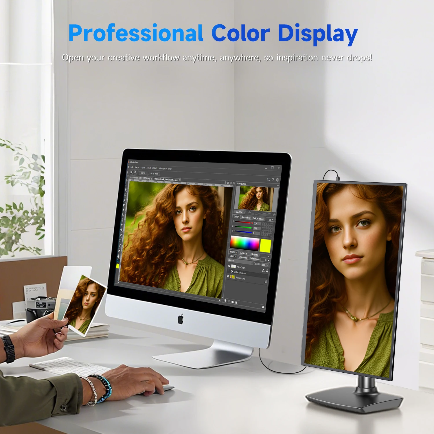 EVICIV 2K 22 Inch Portable Monitor with 2560 x 1440 IPS Screen