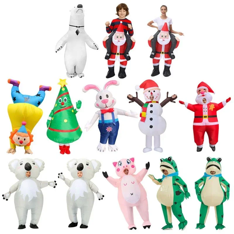 

Christmas Funny Inflatable Costumes Gingerbread Man Santa Claus Elk Snowman Tree Penguin Adult Kid Halloween Carnival Party