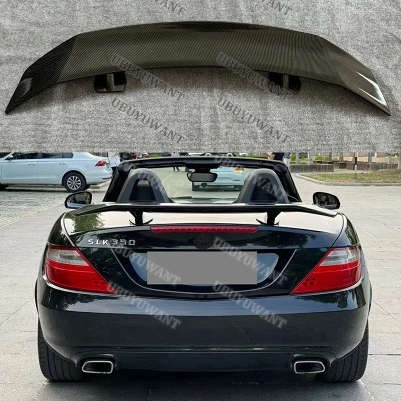 For Benz-Benz SLK320  R171 R172 06-13 SLK200 280 300 350 Car Rear Spoiler Splitter Glossy Black Rear Trunk Lip Cap Wing