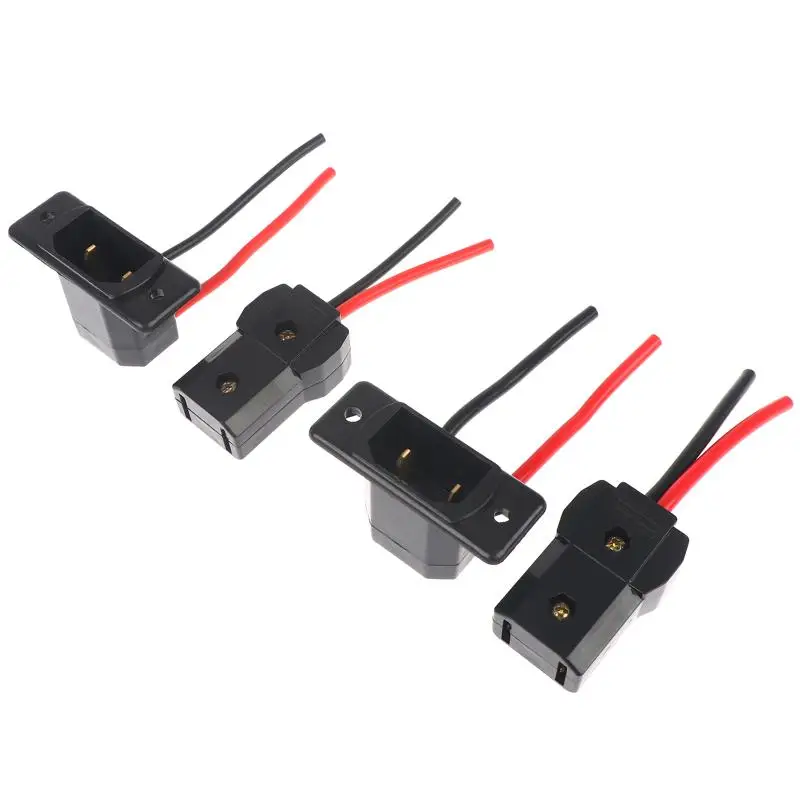 Bicycle Battery Charging Plug Socket: Set 2 Pin Male Female Connector Electric Quadricycle Power Cable Adapter Black