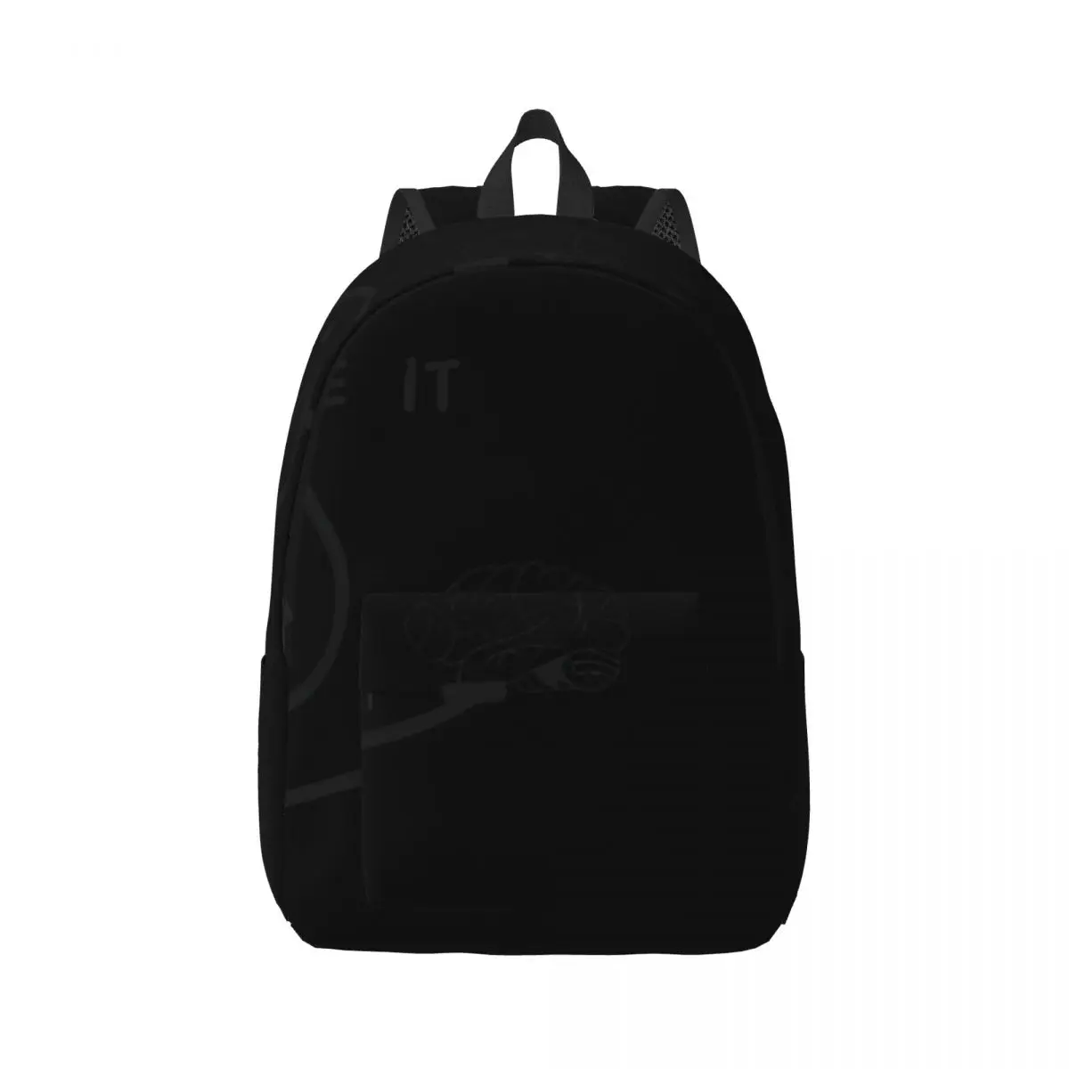Gothic School Backpack Center Stick Figure Brain Meme Doodle Black White Edgy Daypack for School Work Weekend Outfit Multi Gym