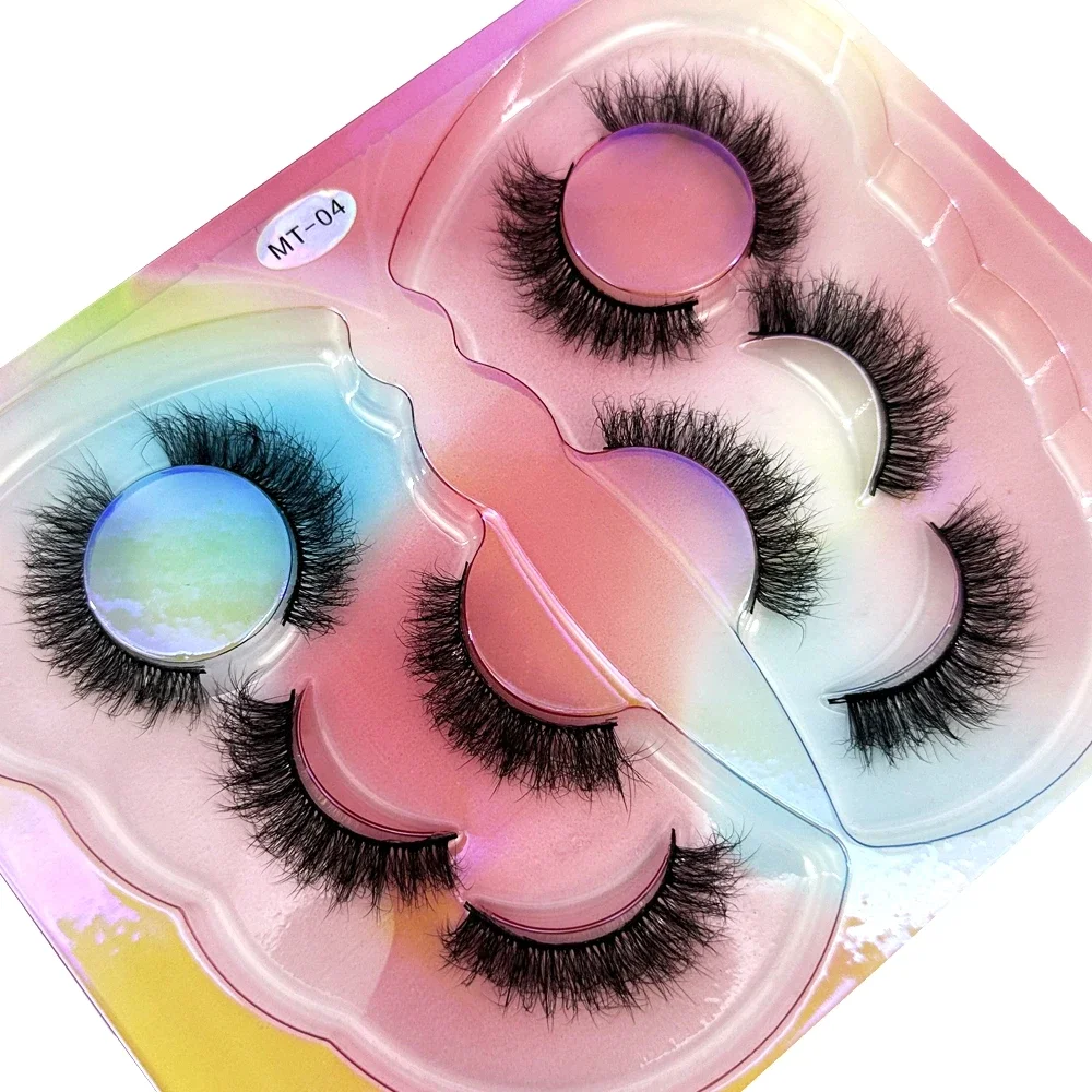 HBZGTLAD  5Pairs 3D Mink Lashes Natural Long Full Strip Short Mink Lashes False Eyelashes Makeup Fake Eyelashes Black Eye Lashes