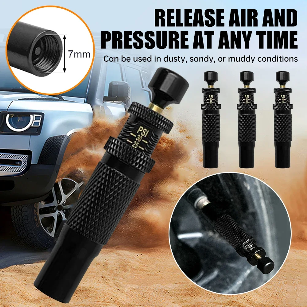 Nuovo kit valvola di sgonfiaggio pneumatici con arresto automatico regolabile Kit di strumenti di sgonfiaggio pneumatici avvitati Set per veicoli Moto fuoristrada 4x4