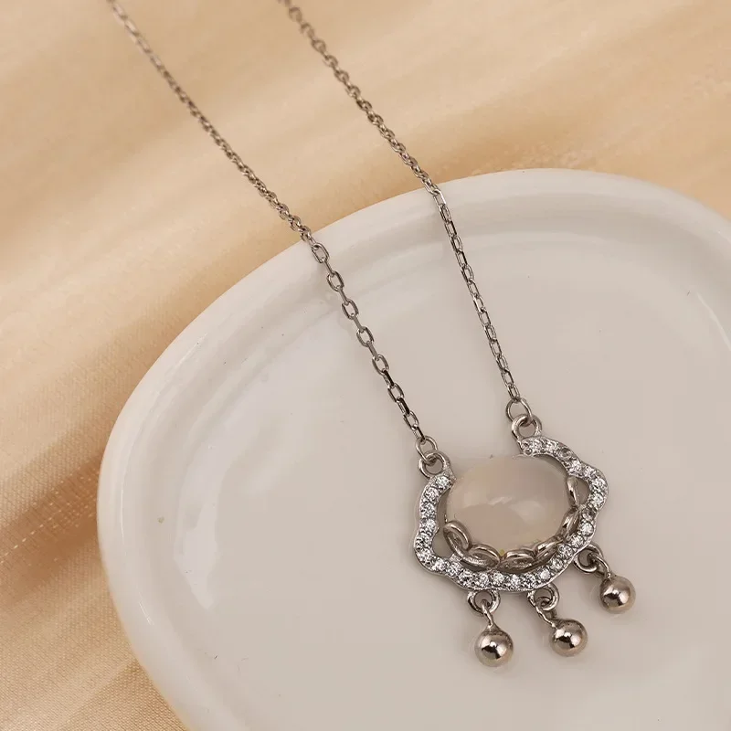 

Ожерелье Xiangyun Ruyi Peace Lock из титановой стали, ожерелье Qixi Festival Love Gift, уникальный кулон с замком долговечности для женщин