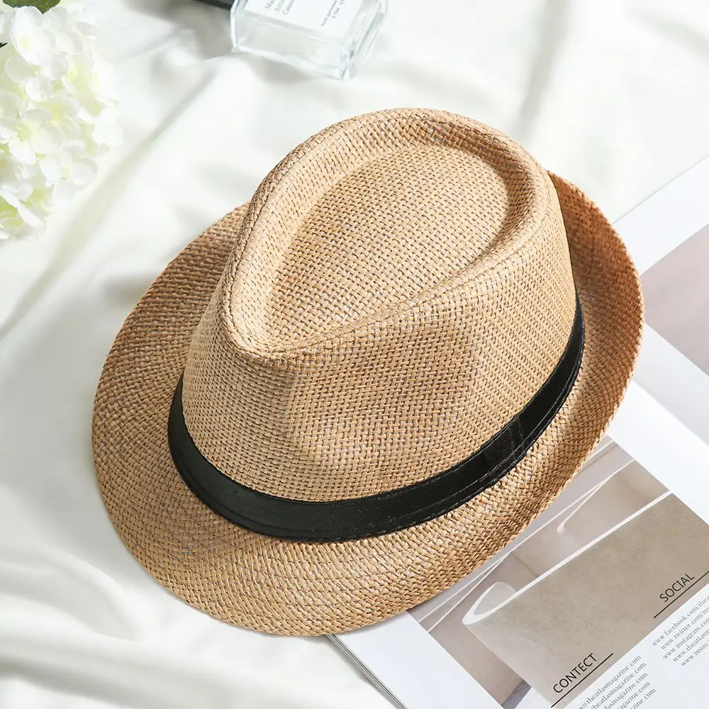 Modna czapka przeciwsłoneczna plażowa Unisex letnia z szerokim rondem słomkowa czapka Panama Casual Jazz kapelusz derby kowboj kapelusz Fedora