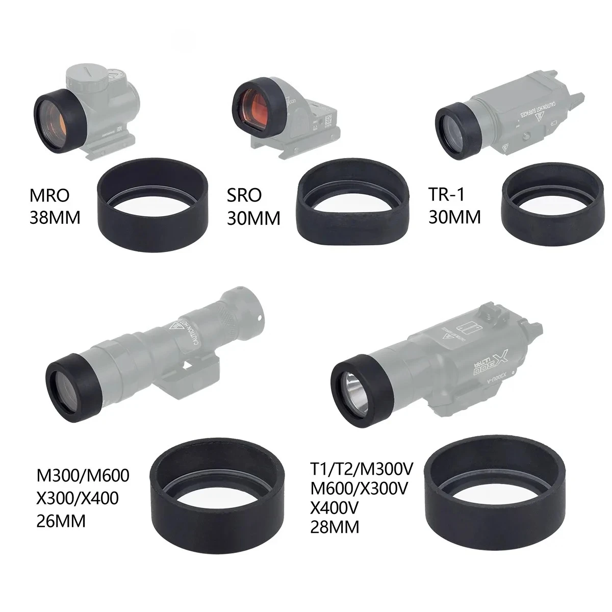 Tactical Light AD Flashlight Sight Protector Cover Custom Lens Guard Red Dot for T01 SF M300 M600 X300 X300V Hunting Accessories