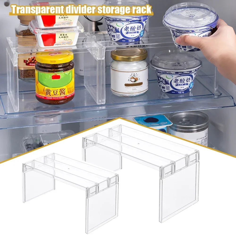 Refrigerator Organizers Storage Rack Fridge Layered Separator Shelves Transparent Desktop Stand Save Space Kitchen