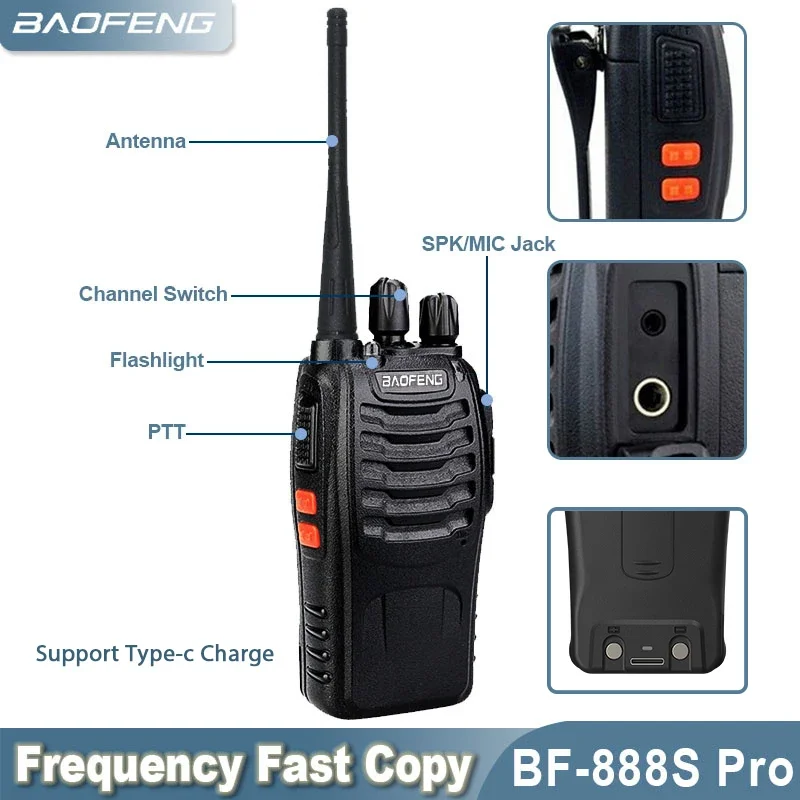 Baofeng Walkie Talkie bf-888s Two-Way Radio Long Range Interphone Handheld Communicator Professional UHF 10 Pack Walky Talky Set