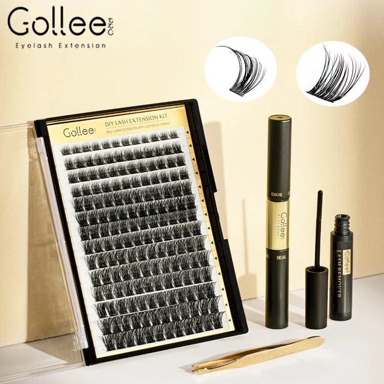 

Gollee New 168pcs MIX Cluster Lashes Kit 8ml 2 IN 1 Bond and Seal Cluster Lash Bond Remover Eyelash Clusters Adhesive Home Use