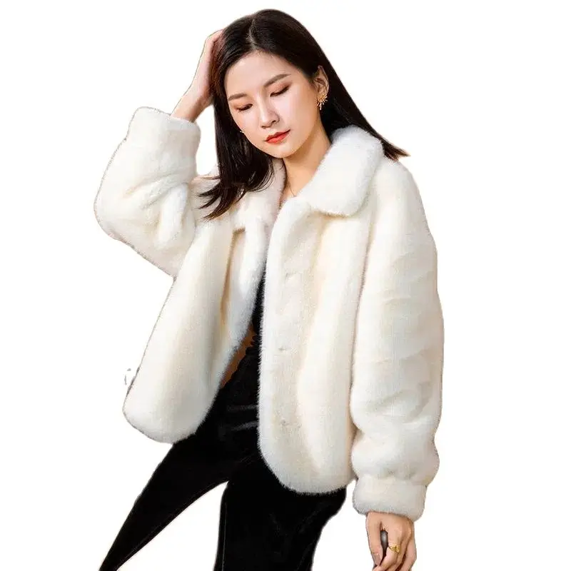 

2022 New Imitation Rabbit Fur Coat Imitation Furs Loose And Comfortable Thicken Keep Warm Mink Cashmere Overcoat-Padded Jacket