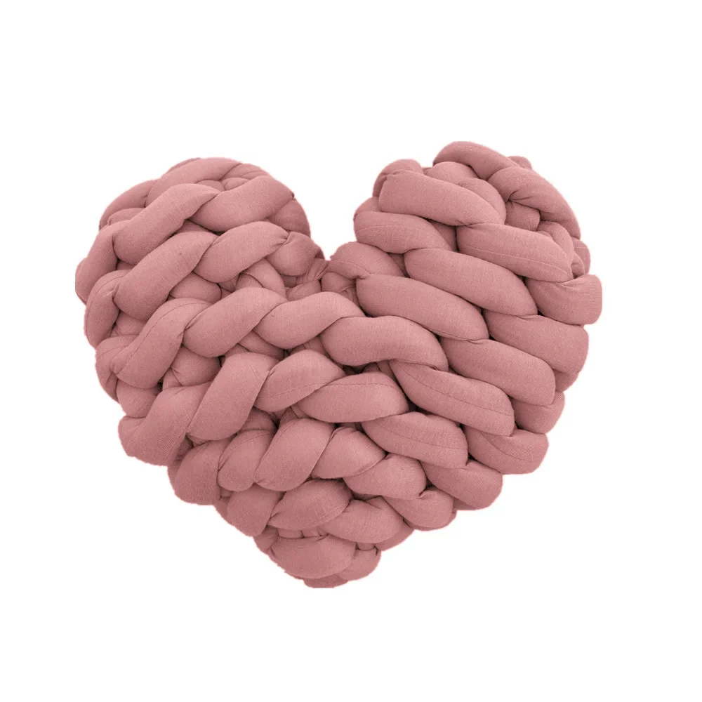 Pink Love Heart Knot Pillow Chunky Heart Shaped Knot Throw Pillow Cushion Sofa  Office Soft Cushion Home Decoration Girls Gift