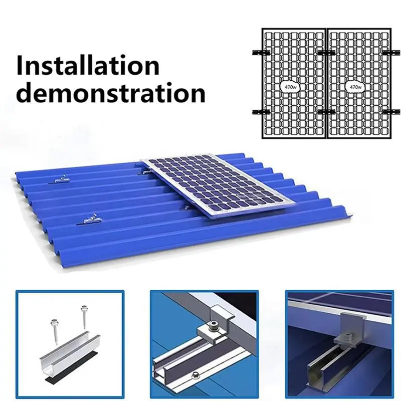 TFORU-Solar Panel Mounting Set-Complete 120Mm U-Rail Solar Mounting Kit Side And Mid Clamps Included