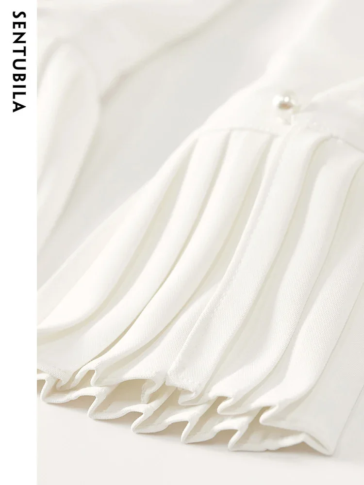 SENTUBILA White Shirt Women 2025 Spring Office Ladies Fashion Flared Long Sleeve Button Up Shirts & Blouses Womens Top 133C50498