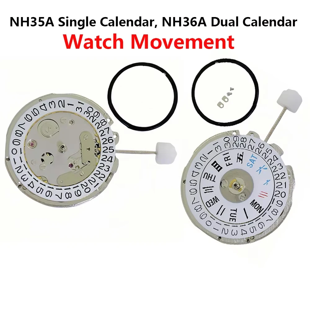 

White Calendar NH35A Movement High Accuracy Single/Double Calendar NH36A Watch Movement Replacement Mechanical Watch Accessories