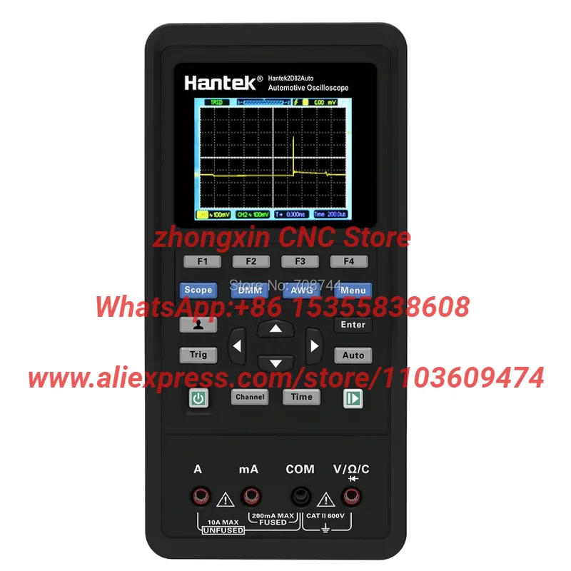 Osciloscopio Automotriz Digital Hantek 2D82AUTO + Multímetro + Fuente de Señal + Diagnóstico Automotriz 2 Canales 250MSa/s 80MHz 2D82