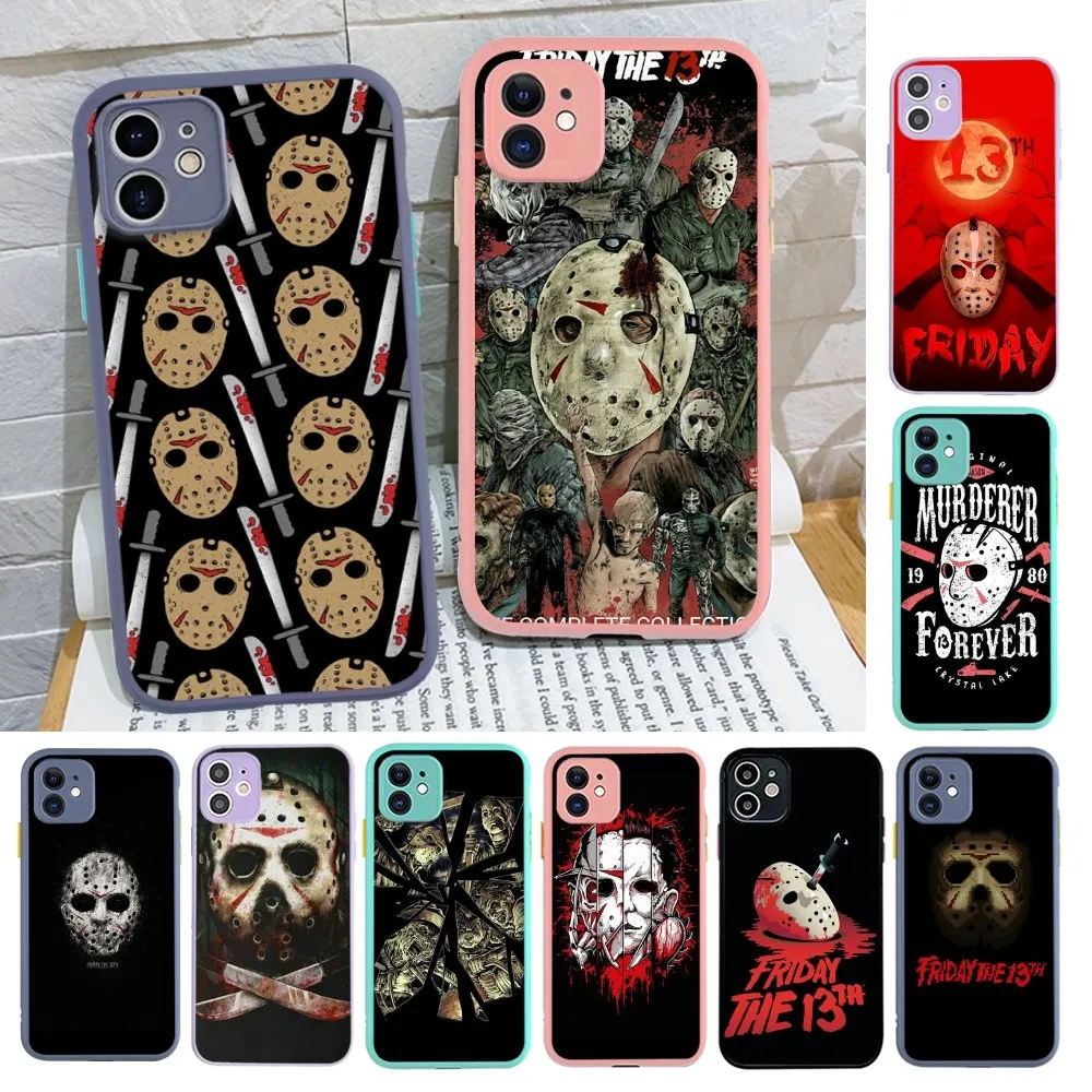 

J-Jason V-Voorhees Phone Case for iPhone 14 11 12 13 Mini Pro Max 8 7 Plus X XR XS MAX Translucent Matte Cover