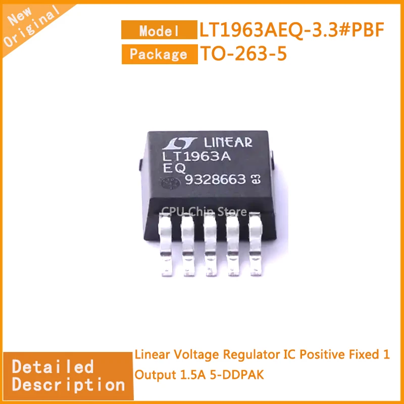 5Pcs/Lot  New Original  LT1963AEQ-3.3#PBF  LT1963AEQ-3.3  Linear Voltage Regulator IC Positive Fixed 1 Output 1.5A 5-DDPAK