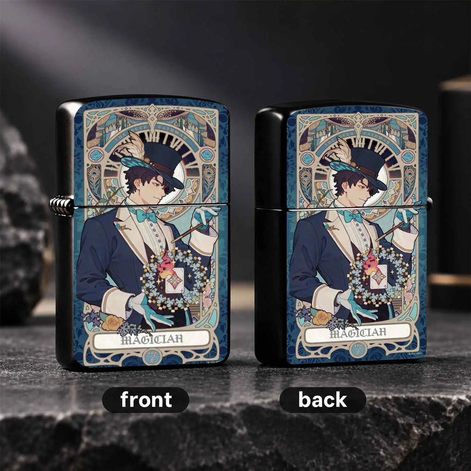 Vintage Art Nouveau Magician Pattern Inspired by Mysteries Tarot Style, Exquisite Retro Art Printed Durable Housing Pocket, Unique Anime Peripheral Collectible Gift for Manga Fans, PORTABLE Stylish Daily Use Ignition TOOL for Men A fun and