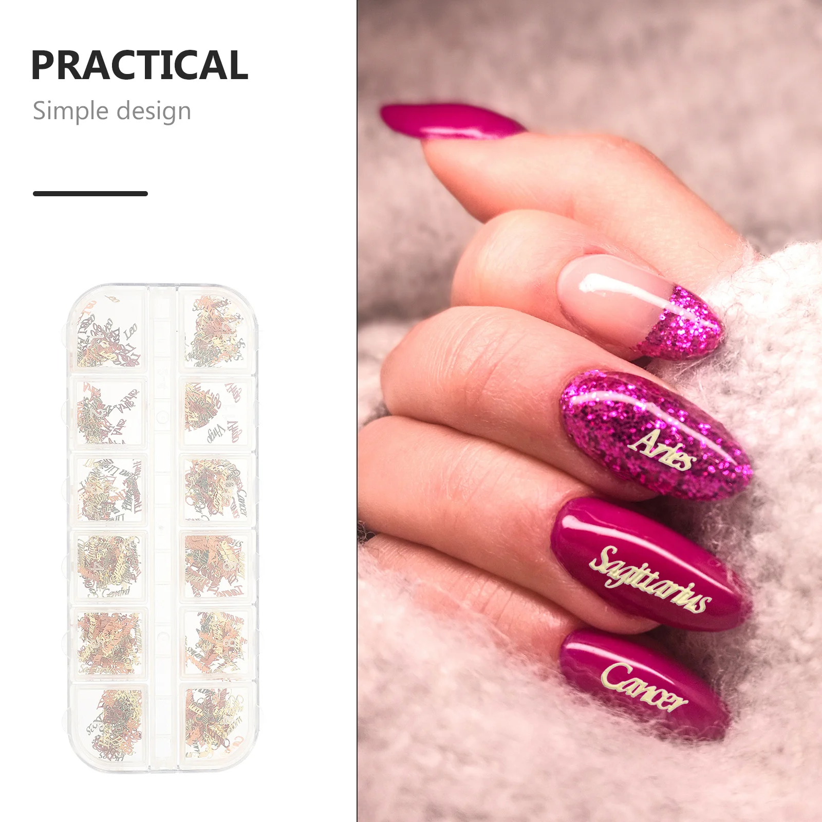 

Zodiac Nail Charms Twelve Nail Art Decorations Shiny Manicure Charms DIY Creative Design Manicure Decorations