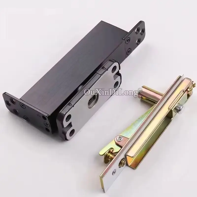 2Sets Heavy Door Pivot Hinges 90° Positioning Hydraulic Buffer Soft Close Door Hinges Invisible Floor Spring Up and Down Mount