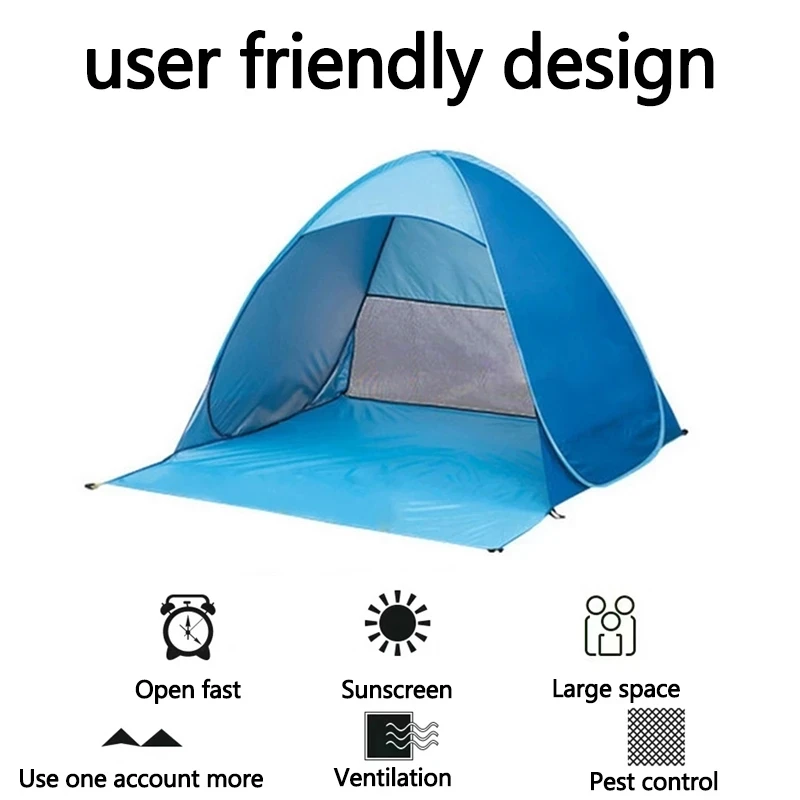 Ultralight Camping Tent Single Layer Portable Tent Anti-UV Coating UPF 50+ for Outdoor Beach Fishing