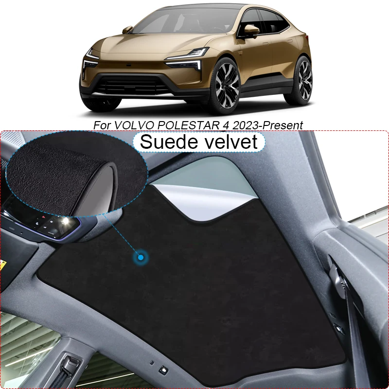 

2023-2025 Car Suede Fabric Electrostatic Adsorption Sunroof SunshadeHeat Insulation Interior Auto Accessory For Volvo Polestar 4
