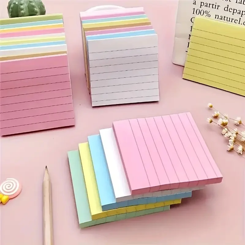 3×3‘’ Lined Sticky Note Pad, Multi-colored Self-stick Notes Pad with Lines