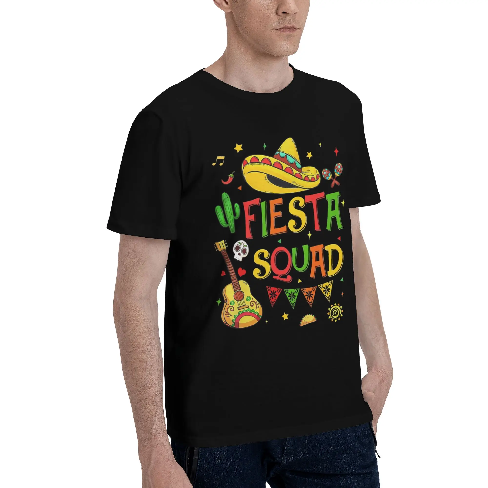 Men Women Graphic Printed Fiesta Squad Cinco De Mayo T Shirt Tee Pure Cotton  T-shirts Clothing