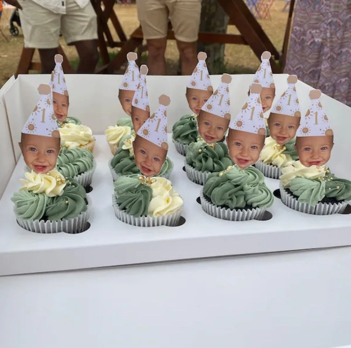 12pcs First Trip Around the Sun Cupcake Toppers, Boho Sunshine Birthday Cupcake Toppers, Sun Themed Birthday Toppers