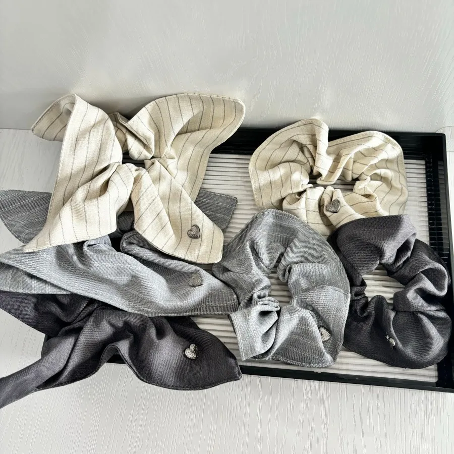 

Striped Hair Scrunchie Elegant French Bandana Style Bun Maker for Women Girls Daily Soft Versatile Hair Accessories