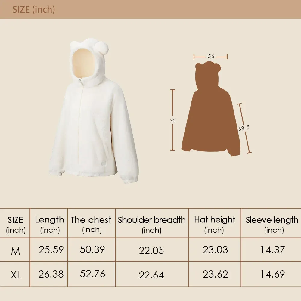 OhSunny New Autumn and Winter Clothes Women Hooded Soft Cute Bear Ear Plush Coat Women Loose Warm Jacket Women Fur Jacket